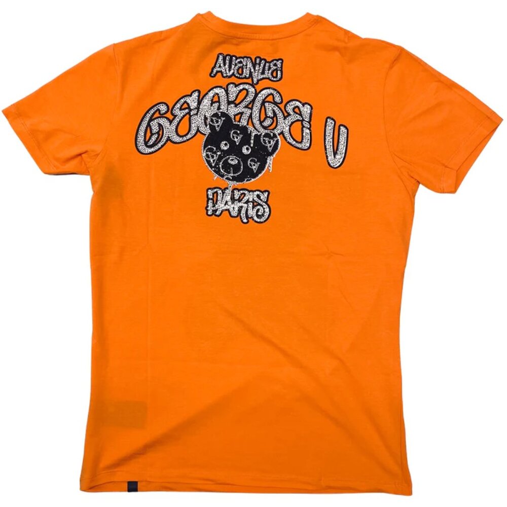 Avenue George V Paris T-Shirt Men's Luxury Short Sleeve Orange Shirt XL NWT - Picture 2 of 2